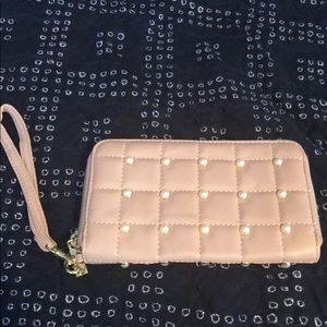 Light Pink and Pearl Wristlet